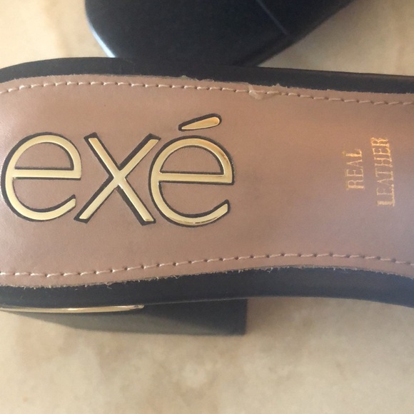 EXÉ CARMEN BLACK MULE • GOLD ACCENTS • 2” BLOCK HEEL • Sz 38 • NWT - Picture 11 of 15